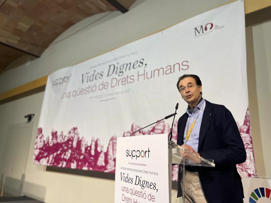 El president de Support-Girona durant l'acte de benvinguda.