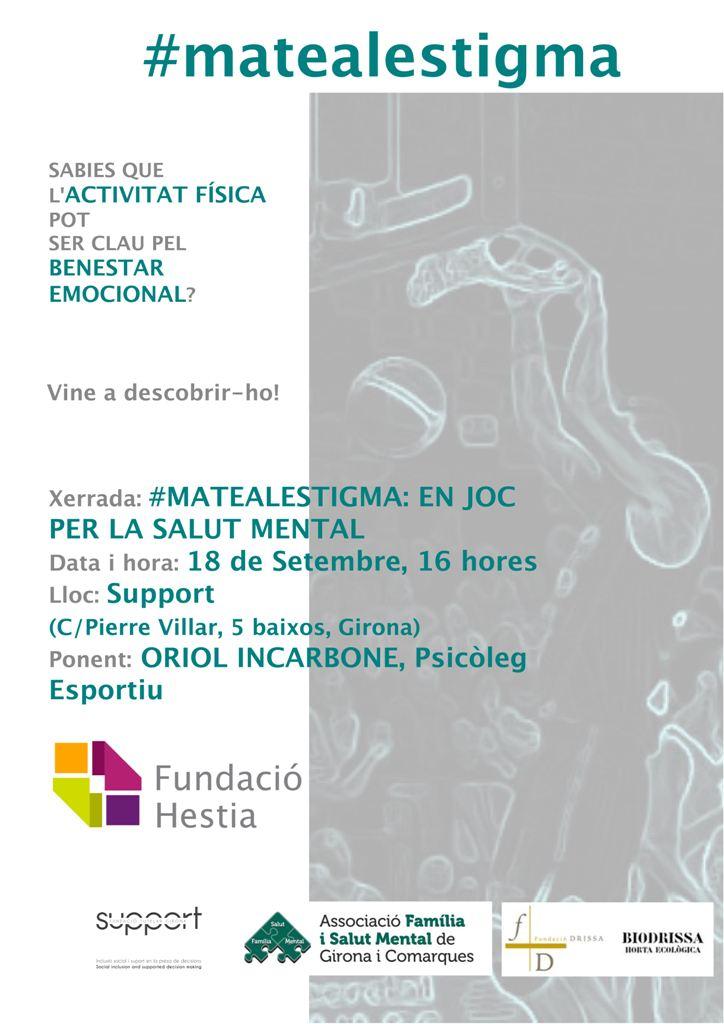 "#Matealestigma: en joc per la salut mental”, conferència a Support el 18 de setembre